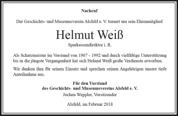 Traueranzeige von Helmut Weiß von VRM Trauer