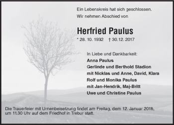 Traueranzeige von Herfried Paulus von Trauerportal Rhein Main Presse