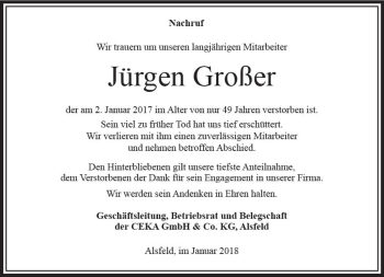 Traueranzeige von Jürgen Großer von VRM Trauer