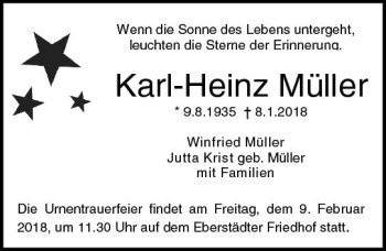 Traueranzeige von Karl-Heinz Müller von Trauerportal Rhein Main Presse