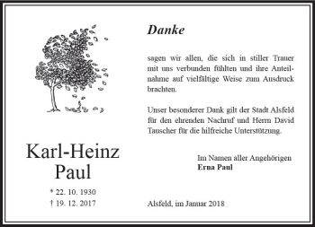 Traueranzeige von Karl-Heinz Paul von VRM Trauer