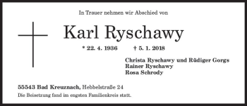 Traueranzeige von Karl Ryschawy von Trauerportal Rhein Main Presse