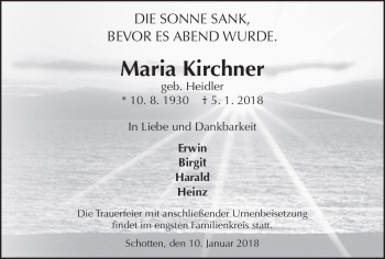 Traueranzeige von Maria Kirchner von  Kreisanzeiger