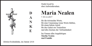 Traueranzeige von Maria Nealen von Trauerportal Rhein Main Presse