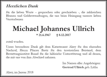 Traueranzeige von Michael Johannes Ullrich von Trauerportal Rhein Main Presse