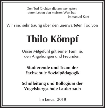 Traueranzeige von Thilo Kömpf von VRM Trauer