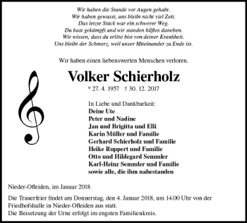 Traueranzeige von Volker Schierholz von VRM Trauer