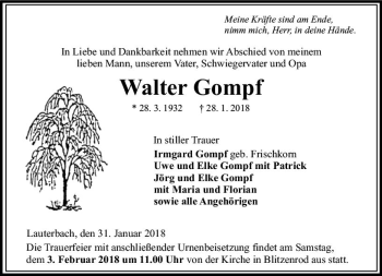Traueranzeige von Walter Gompf von VRM Trauer