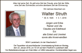Traueranzeige von Walter Struth von VRM Trauer