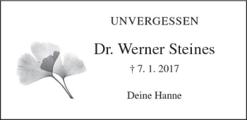 Traueranzeige von Werner Steines von  Gießener Anzeiger