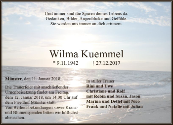 Traueranzeige von Wilma Kuemmel von  Camberger Anzeiger