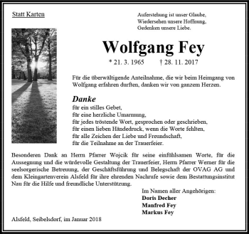 Traueranzeige von Wolfgang Fey von VRM Trauer