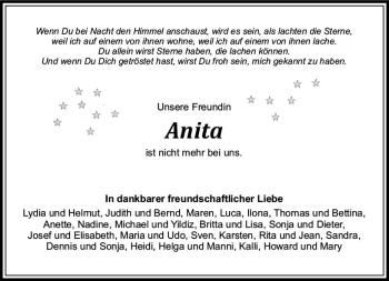 Traueranzeige von Anita  von vrm-trauer