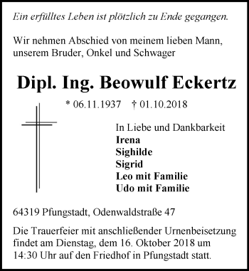 Traueranzeige von Beowulf Eckertz von vrm-trauer