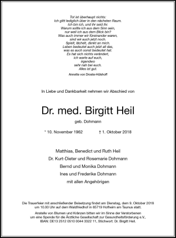 Traueranzeige von Birgitt Heil von vrm-trauer
