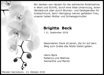 Traueranzeige von Brigitte Beck von vrm-trauer