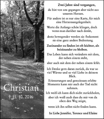 Traueranzeige von Christian Bauer von vrm-trauer
