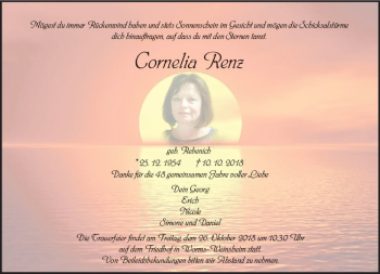 Traueranzeige von Cornelia Renz von vrm-trauer