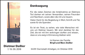 Traueranzeige von Dietmar Daßler von vrm-trauer