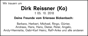 Traueranzeige von Dirk Reissner von vrm-trauer