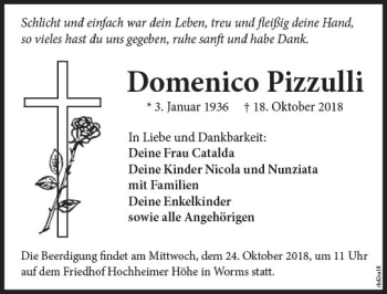 Traueranzeige von Domenico Pizzulli von vrm-trauer