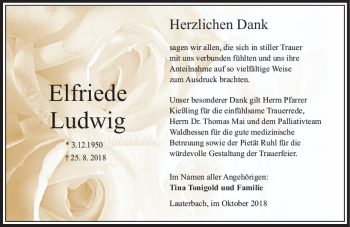 Traueranzeige von Elfriede Ludwig von VRM Trauer