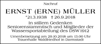 Traueranzeige von Ernst Müller von vrm-trauer