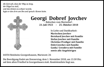 Traueranzeige von Georg Dobref Jouchev von vrm-trauer