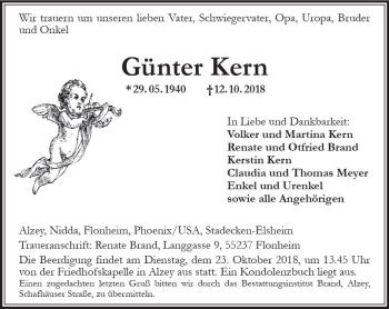 Traueranzeige von Günter Kern von vrm-trauer