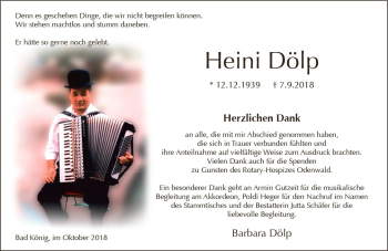 Traueranzeige von Heini Dölp von vrm-trauer