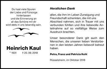 Traueranzeige von Heinrich Kaul von vrm-trauer