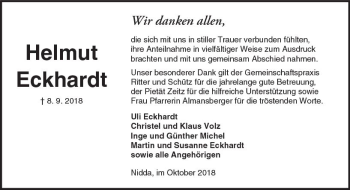 Traueranzeige von Helmut Eckhardt von  Kreisanzeiger