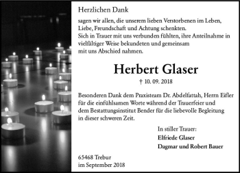 Traueranzeige von Herbert Glaser von vrm-trauer