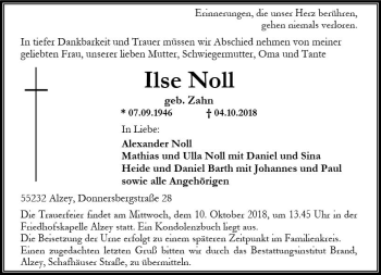 Traueranzeige von Ilse Noll von vrm-trauer