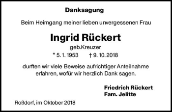 Traueranzeige von Ingrid Rückert von vrm-trauer