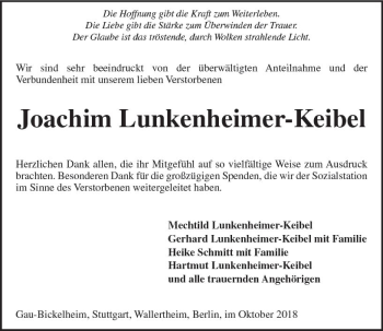 Traueranzeige von Joachim Lunkenheimer-Keibel von vrm-trauer