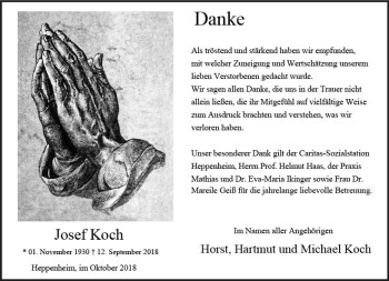 Traueranzeige von Josef Koch von vrm-trauer