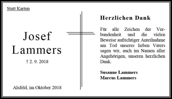 Traueranzeige von Josef Lammers von VRM Trauer