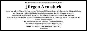 Traueranzeige von Jürgen Armstark von  Usinger Anzeiger