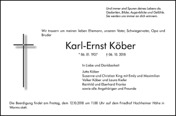 Traueranzeige von Karl-Ernst Köber von vrm-trauer