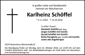Traueranzeige von Karlheinz Schöffel von vrm-trauer