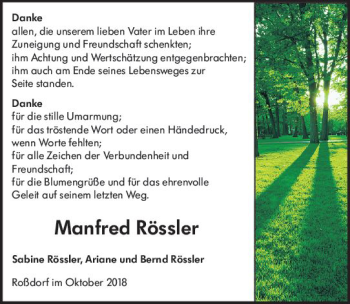 Traueranzeige von Manfred Rössler von vrm-trauer