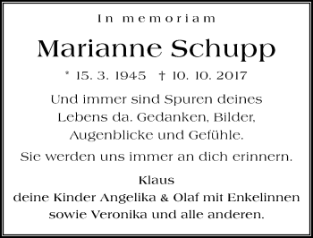 Traueranzeige von Marianne Schupp von vrm-trauer