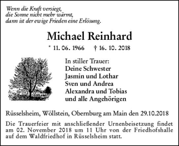 Traueranzeige von Michael Reinhard von vrm-trauer