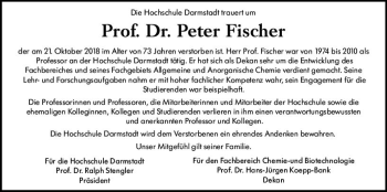 Traueranzeige von Peter Fischer von vrm-trauer