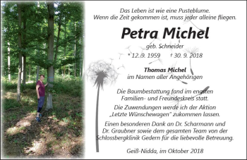 Traueranzeige von Petra Michel von  Kreisanzeiger