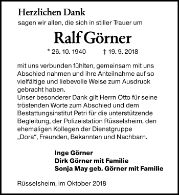 Traueranzeige von Ralf Görner von vrm-trauer