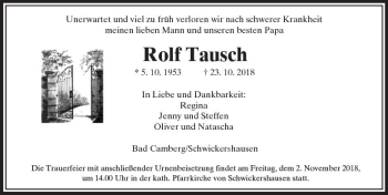 Traueranzeige von Rolf Tausch von  Camberger Anzeiger
