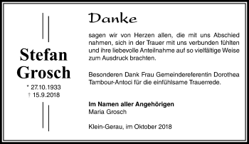 Traueranzeige von Stefan Grosch von vrm-trauer