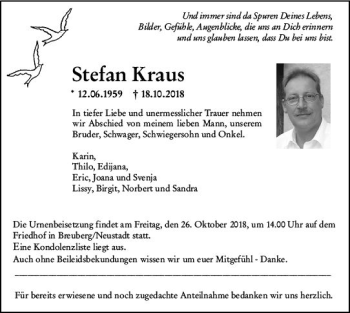Traueranzeige von Stefan Kraus von vrm-trauer